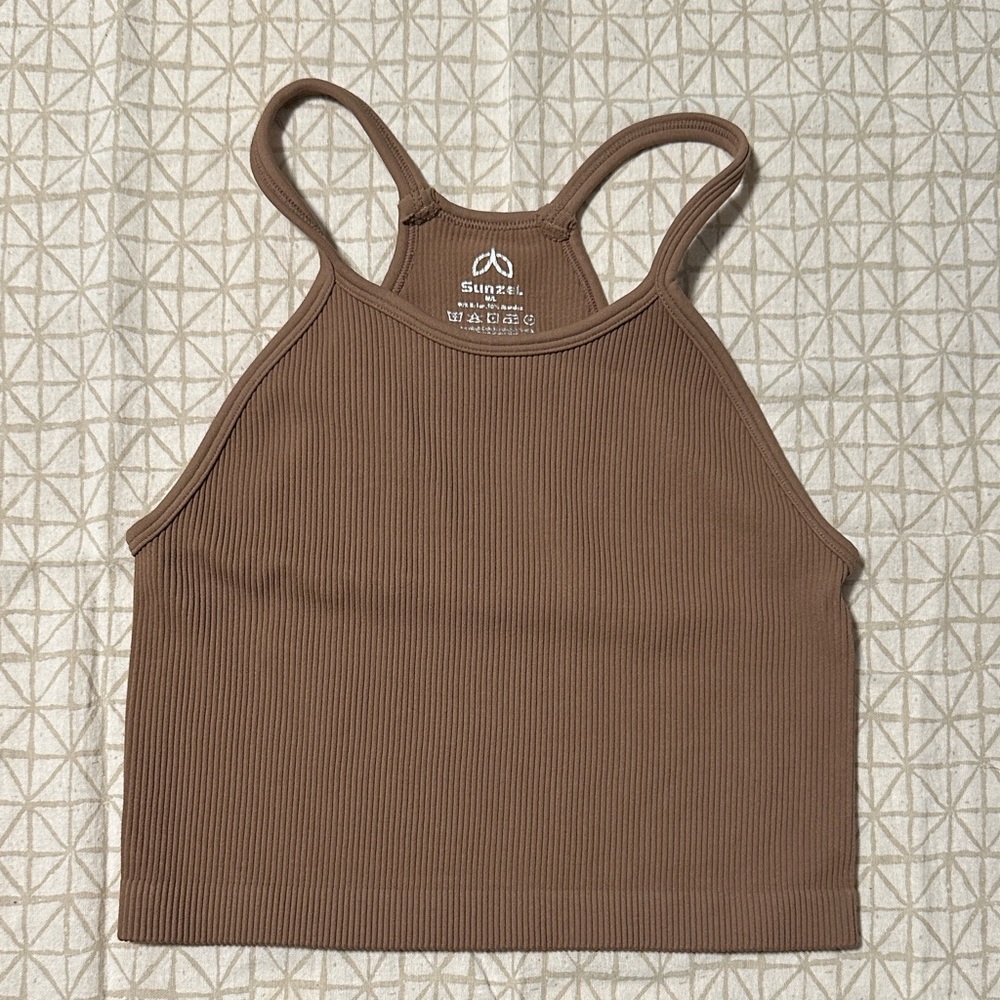 Sunzel Brown Ribbed Sports Bra